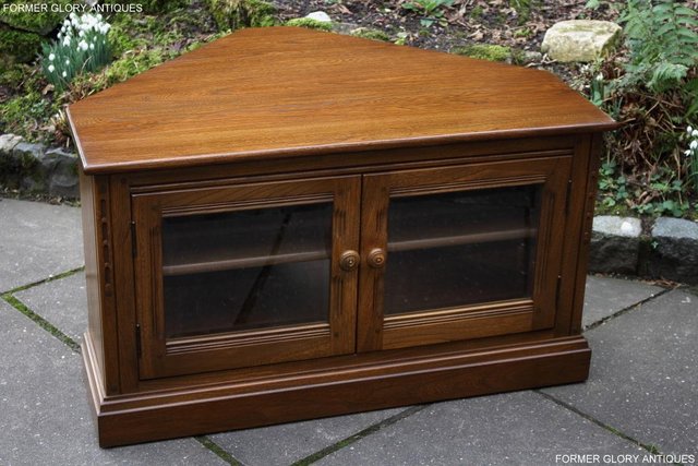 Image 50 of AN ERCOL GOLDEN DAWN CORNER TV CABINET DVD STAND TABLE UNIT