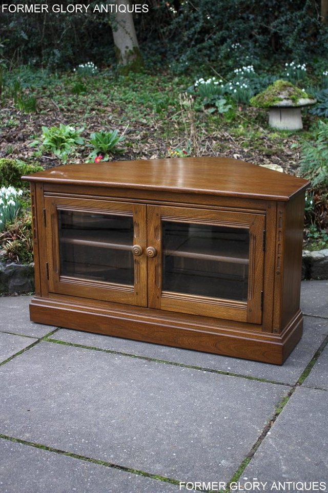 Image 58 of AN ERCOL GOLDEN DAWN CORNER TV CABINET DVD STAND TABLE UNIT