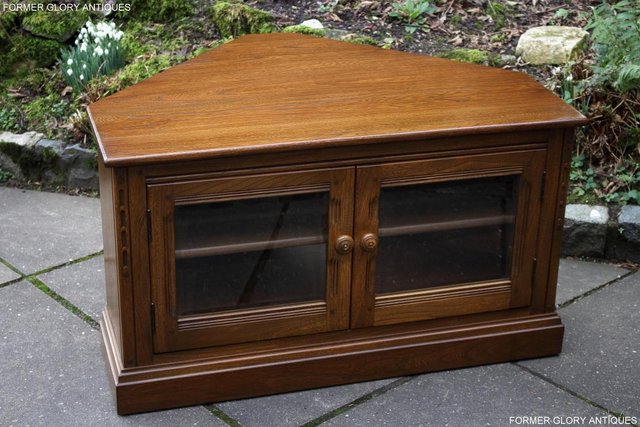 Image 75 of AN ERCOL GOLDEN DAWN CORNER TV CABINET DVD STAND TABLE UNIT