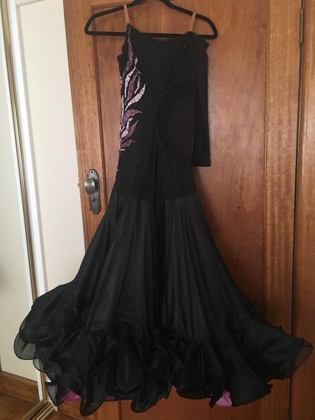 Image 3 of Competition Ballroom Black / Purple Dress (size10/12)