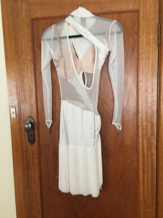 Image 2 of Competition Latin White Dress (size 10/12)