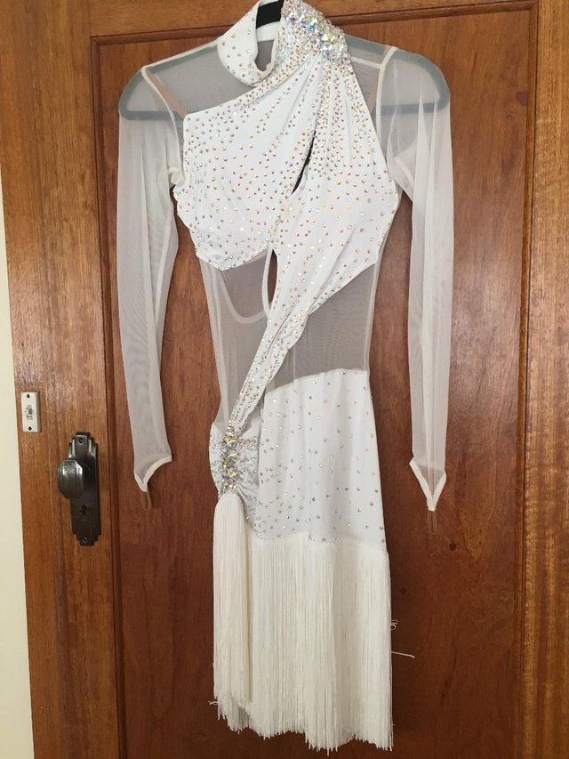 Image 3 of Competition Latin White Dress (size 10/12)
