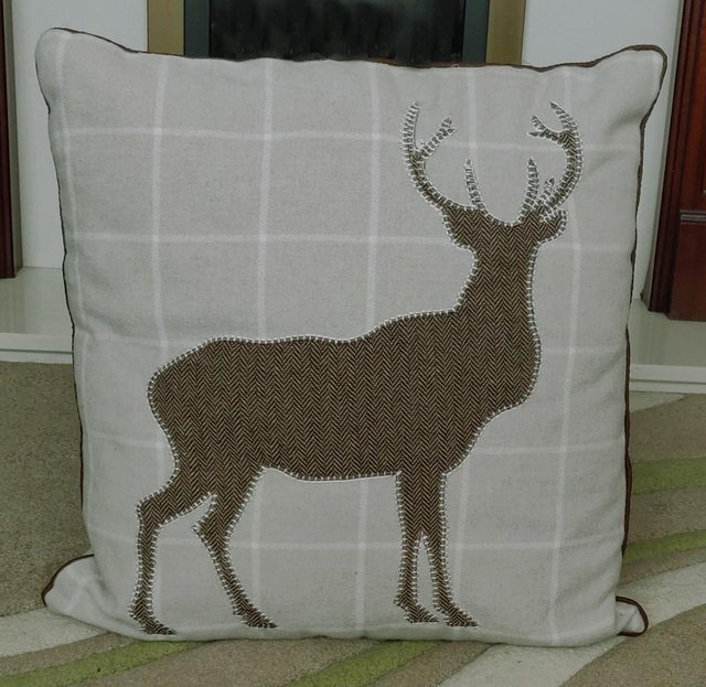 Preview of the first image of Lovely Festive Stag Reindeer Cushion     BX36.