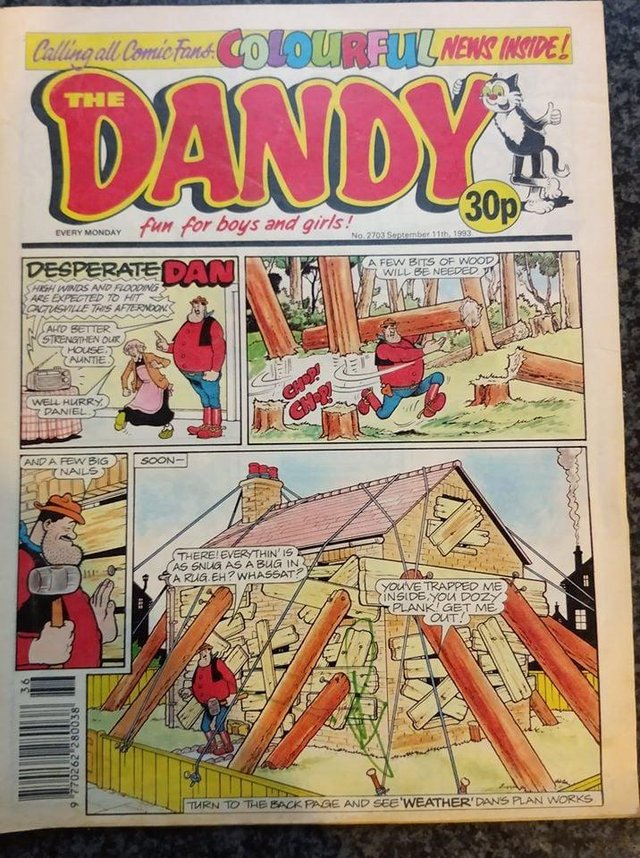 Preview of the first image of Vintage 1993- The Dandy September 11th 1993 No. 2703. Rare.