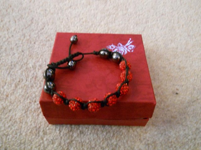 Image 2 of Shamballa Red Swarovski Style Bracelet - New