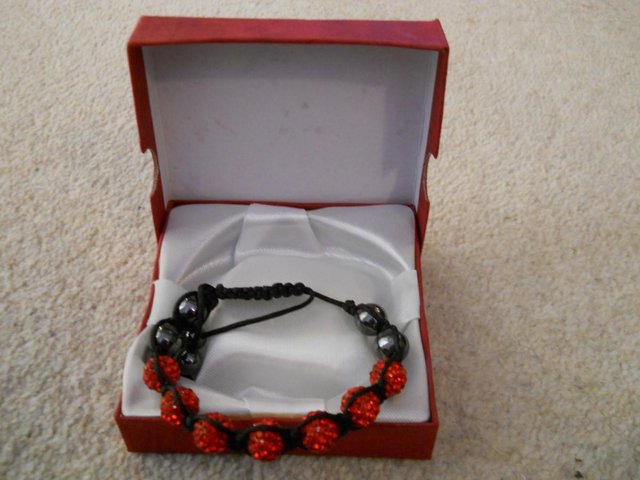 Preview of the first image of Shamballa Red Swarovski Style Bracelet - New.