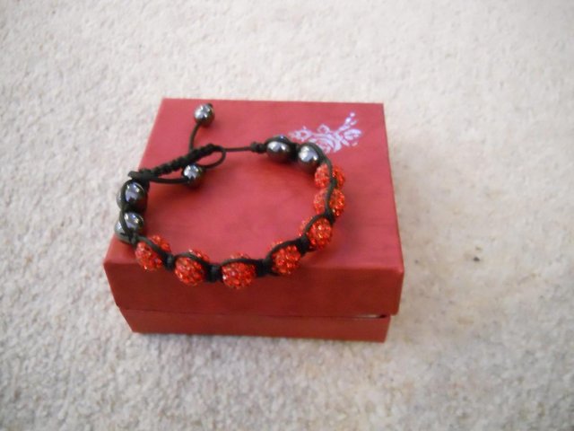 Image 3 of Shamballa Red Swarovski Style Bracelet - New