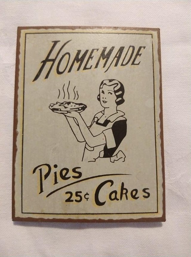 Preview of the first image of Vintage looking metal sign-"Homemade Pies/Cakes". IMMACULATE.