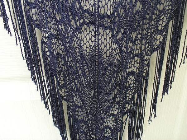 Image 2 of Midnight Blue, Fringed Crocheted Wrap - nice gift