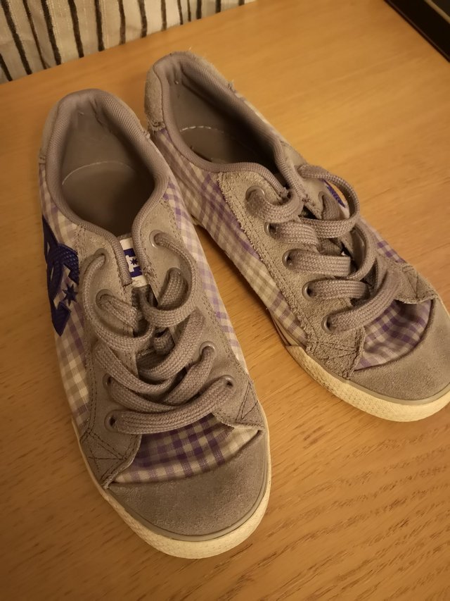 Image 2 of Converse grey/lilac sneakers  size 6.5