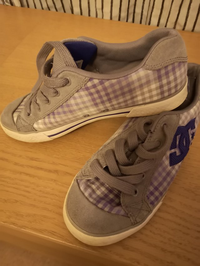 Image 3 of Converse grey/lilac sneakers  size 6.5