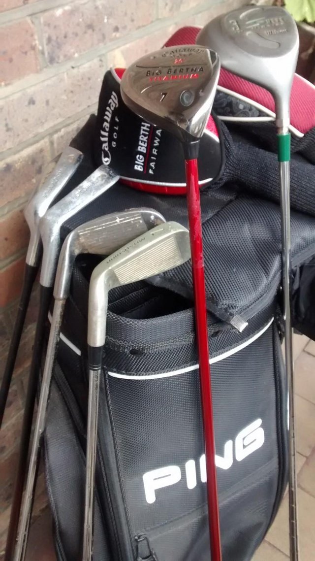 Preview of the first image of As new Ping explore golf bag and clubs.