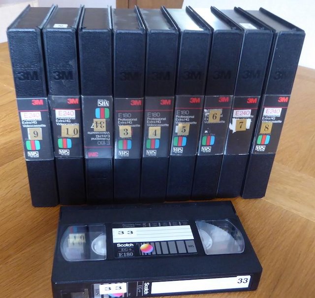 Preview of the first image of 10 x 3M professional quality VHS tapes in library cases.