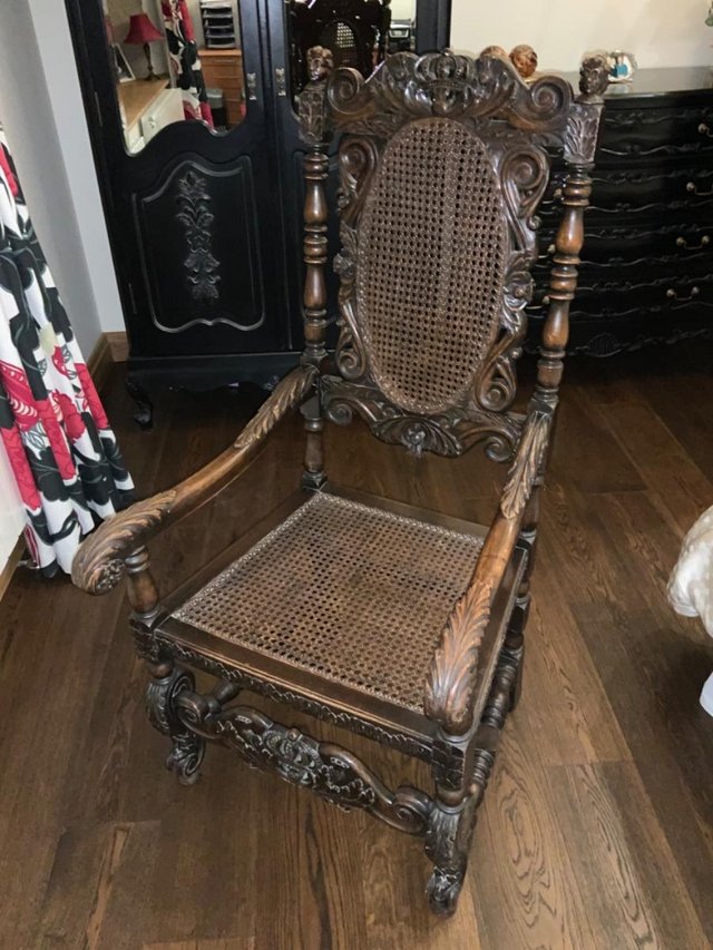Preview of the first image of Jacobean period Throne chair.