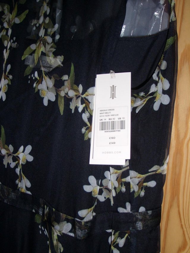 Image 3 of HOBBS Abigale Navy Multi Dress Size 14 NEW+TAGS