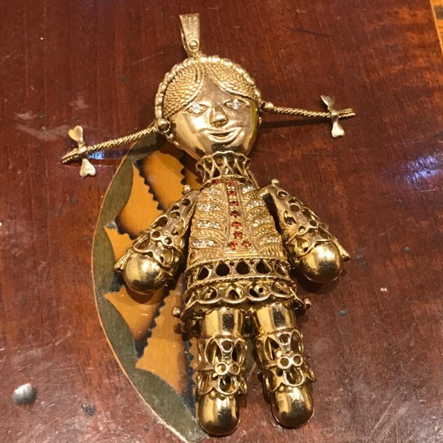 Image 3 of Gold on silver Luby Loo doll brooch