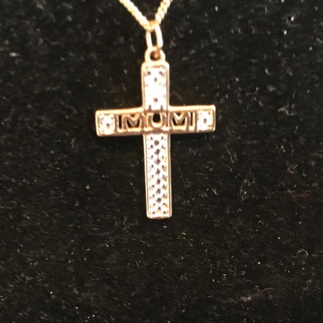 Image 3 of Gold on silver chain and cross initials for MUM
