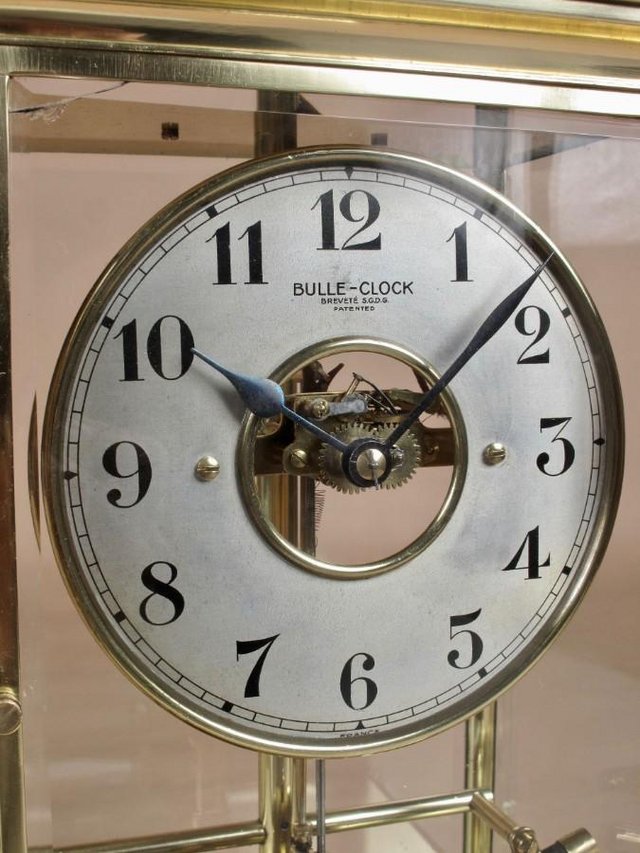 Image 3 of BULLE ELECTRIC FOUR SIDED GLASS AND BRASS CLOCK CIRCA 1910