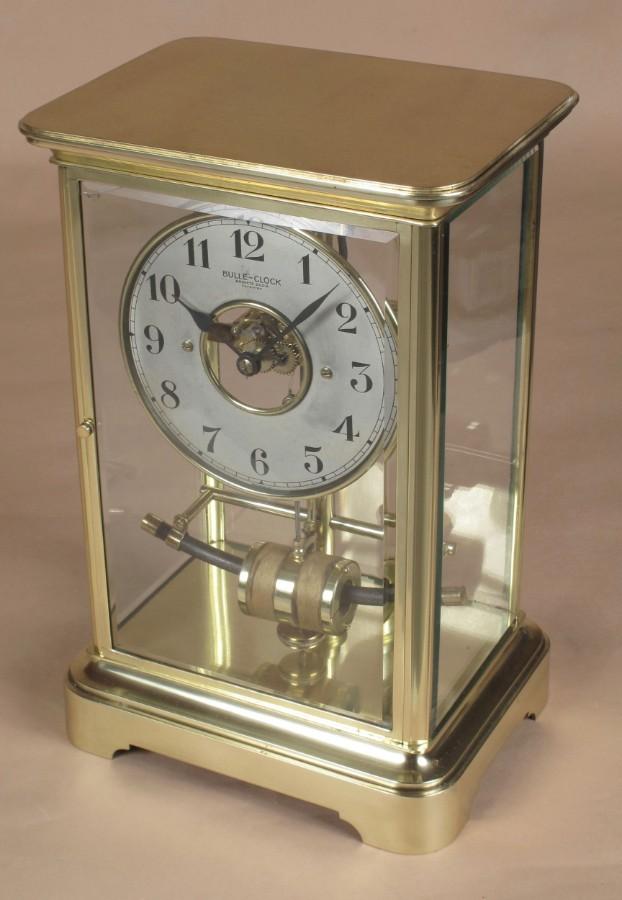 Image 7 of BULLE ELECTRIC FOUR SIDED GLASS AND BRASS CLOCK CIRCA 1910