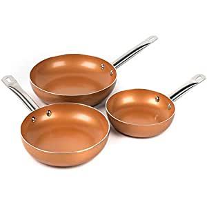 Preview of the first image of RUSSELL HOBBS 3 PIECE COPPER NON STICK PAN SET-NEW BOXED-WOW.