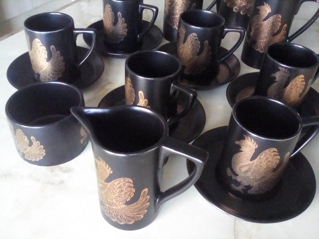 Preview of the first image of Vintage / retro black and gold Portmeirion coffee set.