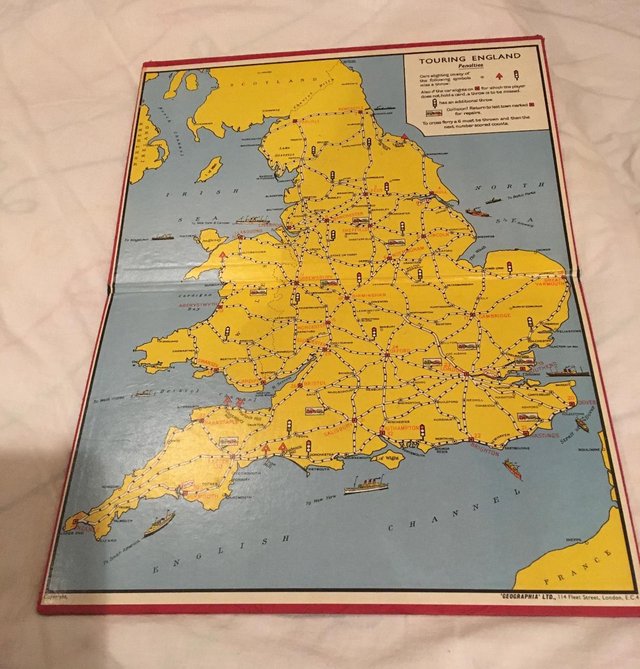 Image 2 of Touring England-1930's Board Game Board