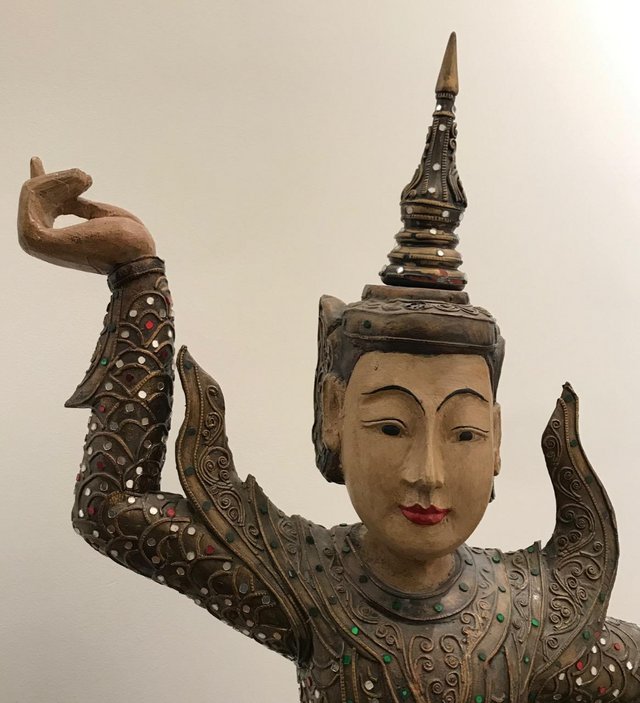 Image 3 of Big Lovely Wooden Statue of a Dancing Indonesian Figure