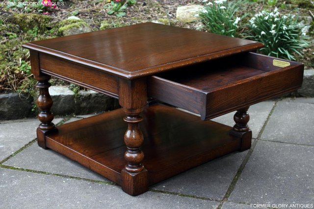 Image 13 of TITCHMARSH AND GOODWIN OAK SINGLE DRAWER COFFEE TABLE STAND