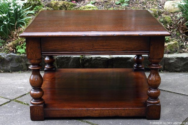 Image 58 of TITCHMARSH AND GOODWIN OAK SINGLE DRAWER COFFEE TABLE STAND