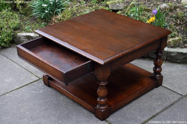 Image 102 of TITCHMARSH AND GOODWIN OAK SINGLE DRAWER COFFEE TABLE STAND