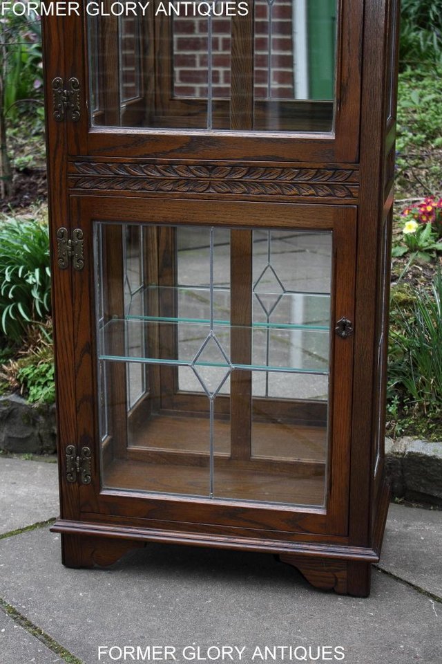 Image 13 of AN OLD CHARM LIGHT OAK DISPLAY CHINA CABINET DRESSER STAND