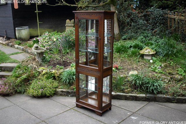 Image 17 of AN OLD CHARM LIGHT OAK DISPLAY CHINA CABINET DRESSER STAND