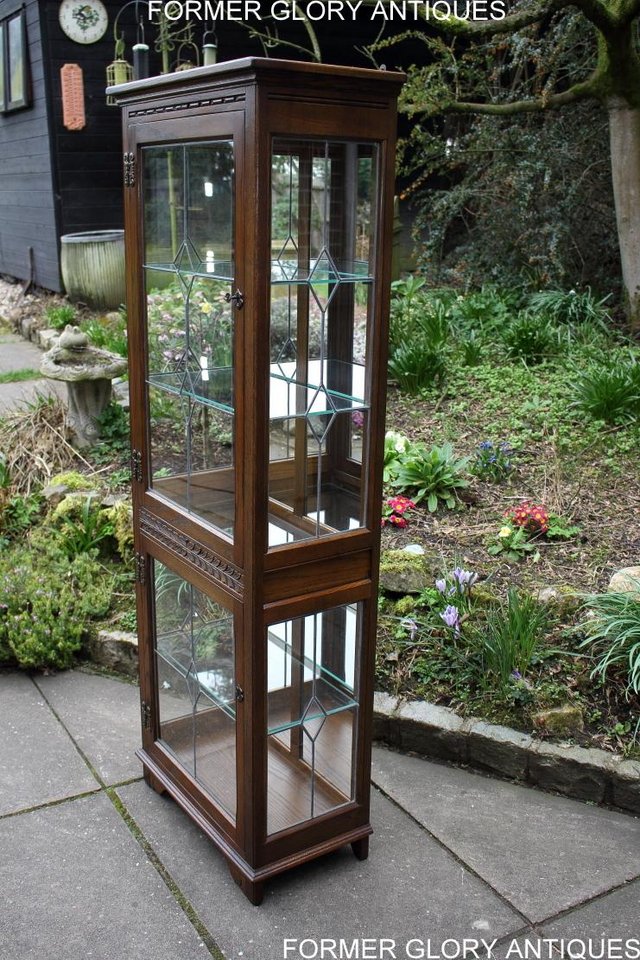 Image 20 of AN OLD CHARM LIGHT OAK DISPLAY CHINA CABINET DRESSER STAND