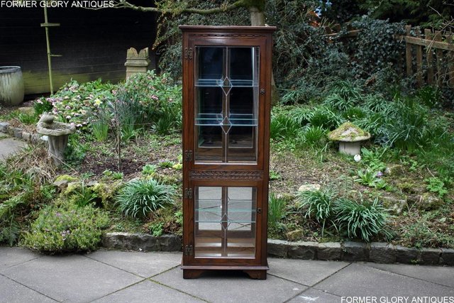 Image 26 of AN OLD CHARM LIGHT OAK DISPLAY CHINA CABINET DRESSER STAND