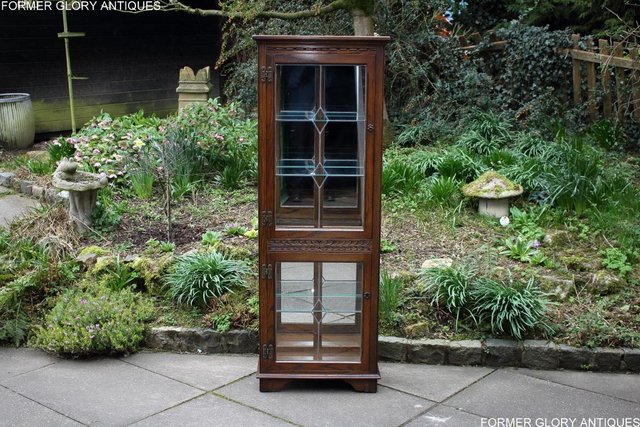 Image 37 of AN OLD CHARM LIGHT OAK DISPLAY CHINA CABINET DRESSER STAND