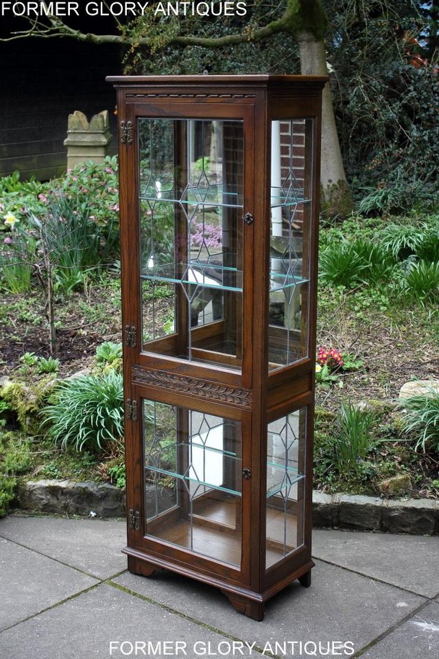 Image 55 of AN OLD CHARM LIGHT OAK DISPLAY CHINA CABINET DRESSER STAND