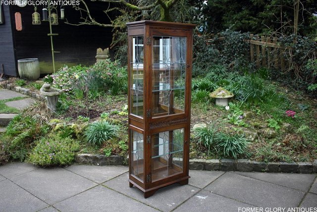 Image 63 of AN OLD CHARM LIGHT OAK DISPLAY CHINA CABINET DRESSER STAND