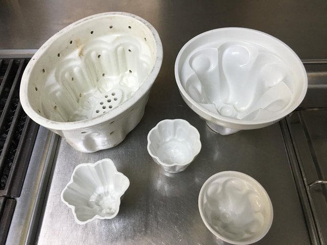 Preview of the first image of 5 Porcelain Food Moulds for Sale.