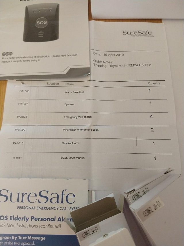 Preview of the first image of Suresafe ISOS Elderly Alarm safety system -NEW Cost £159.