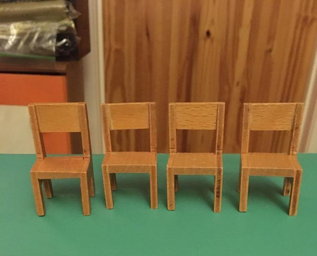 Preview of the first image of 4 doll house dining chairs.