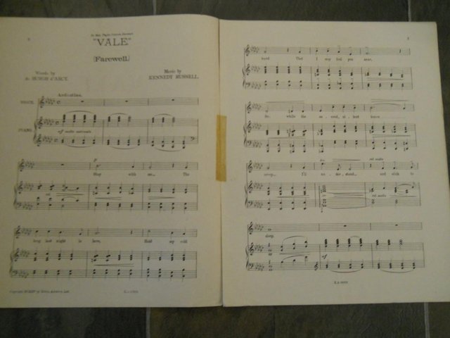 Image 3 of Vintage Sheet Music Vale (farewell)