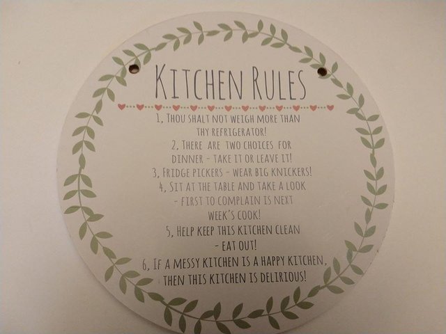 Preview of the first image of KITCHEN RULES wooden Plaque.-NEW.