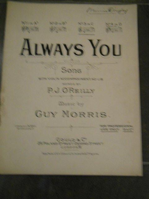Preview of the first image of Vintage Sheet Music Always You Music by Guy Morris and Words.