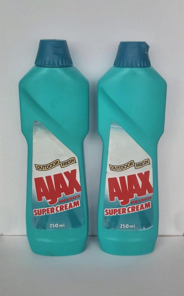 Preview of the first image of 2 Vintage 1970's/1980's Ajax Super cream Bottles.