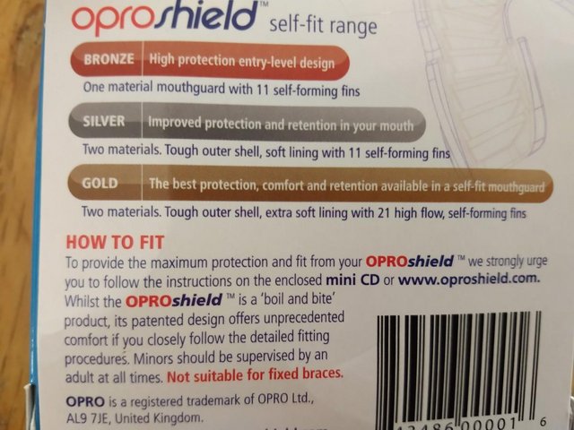 Image 2 of Opro self fit bronze high impact mouthguard. NEW