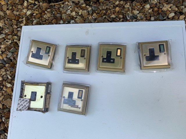 Preview of the first image of Sets of brass/gold Georgian heritage plug sockets.