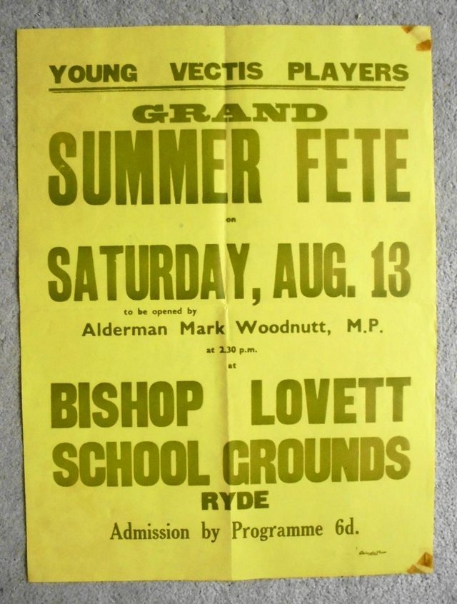 Preview of the first image of 1966 Ryde vectis players poster "Summer Fete".