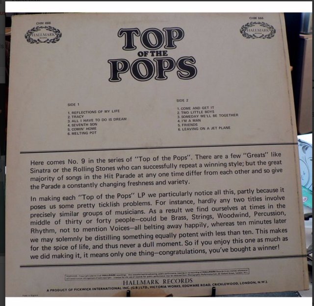 Image 2 of Top Of The Pops - Hallmark Records - CHM 666 - 1970