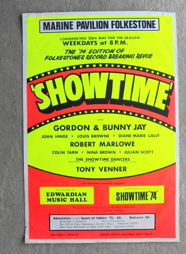 Preview of the first image of 1974 Marine Pavilion Folkestone poster Showtime.