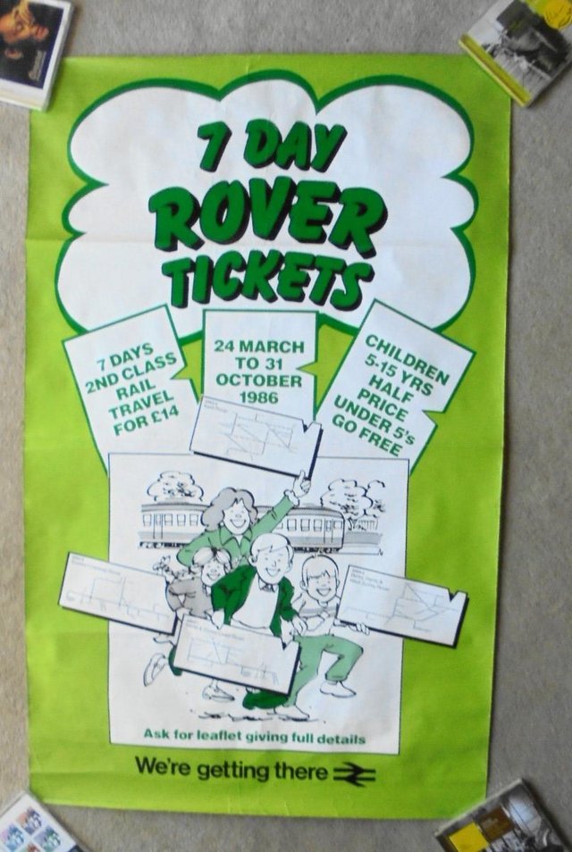 Preview of the first image of 1986 British Rail poster "7 day rover tickets".